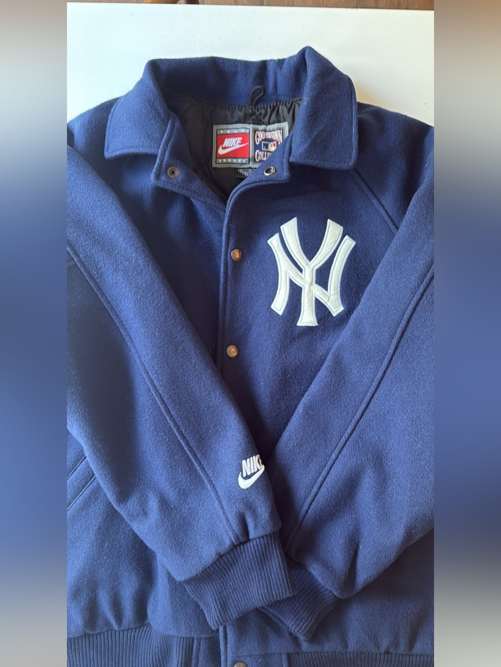 Nike Navy & White New York Yankees Varsity Bomber Jacket